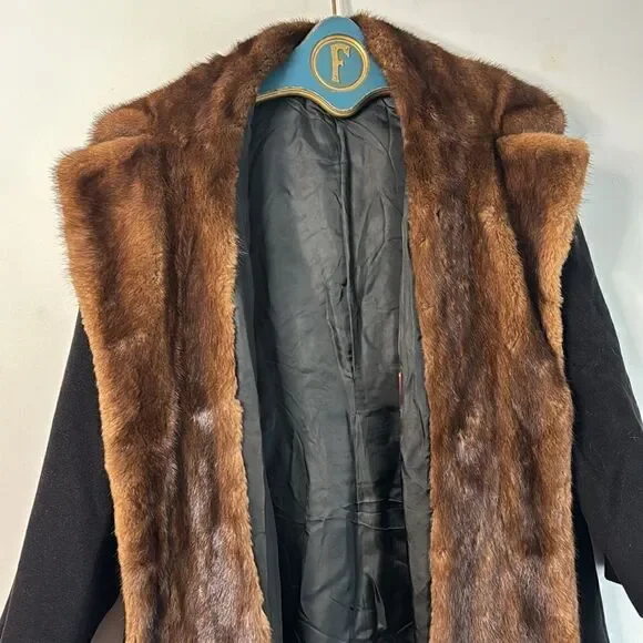 Cinzia Rocca Black Coat Jacket w/ brown Mink Fur coat - 4 - Picture 2 of 9
